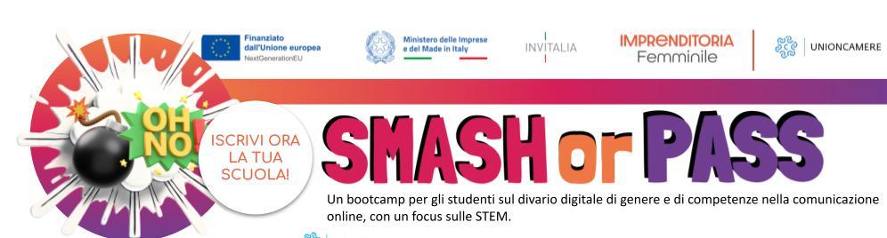 Logo Smash or Pass programma Imprenditoria Femminile Unioncamere Invitalia