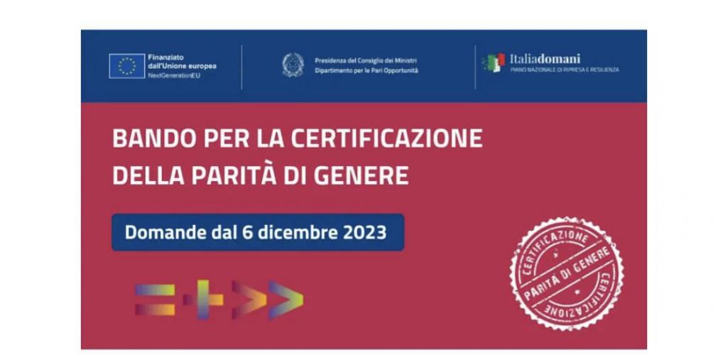 Bando per la “Certificazione della parità di Genere”