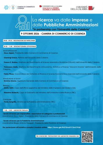 locandina della Giornata di Studio a carattere scientifico-divulgativo “La ricerca va dalle imprese e dalla Pubblica Amministrazione”