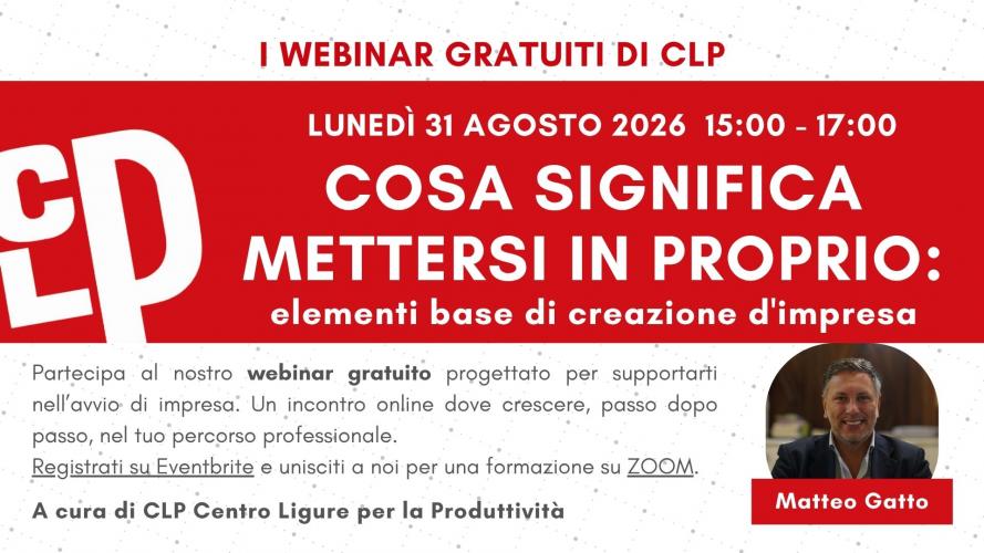 webinar - Cosa significa mettersi in proprio: elementi base di creazione d'impresa