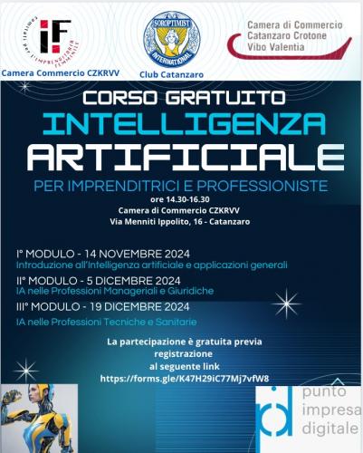 Corso gratuito per imprenditrici/professioniste - intelligenza artificiale Locandina corso intelligenza artificiale