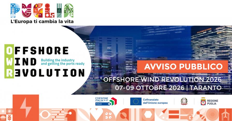 Offshore Wind Revolution 2026: candidature aperte per imprese e stakeholder pugliesi