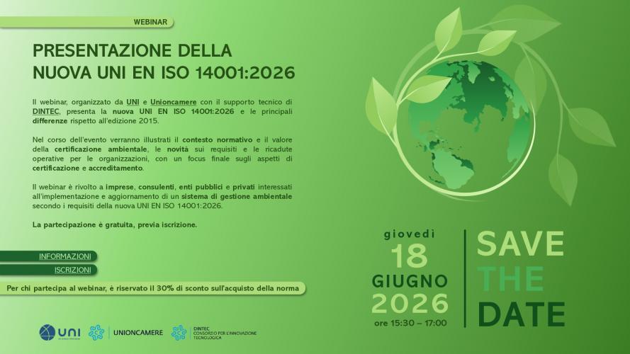 Sfondo verde con a sinistra delle foglie e il mondo, sulla sinistra la descrizione dell'evento, a destra in basso la date dell'evento