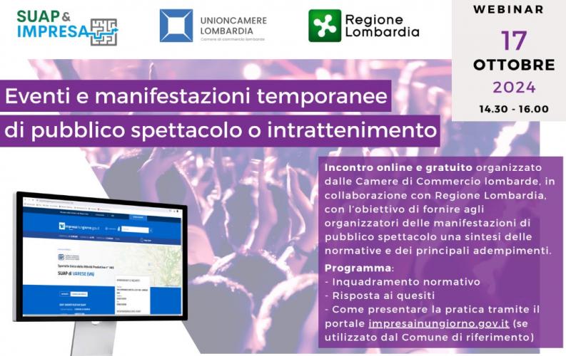 Brochure "Eventi e manifestazioni temporanee di pubblico spettacolo o intrattenimento"