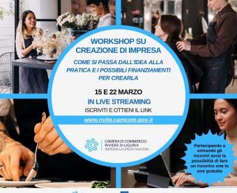 CREAZIONE D'IMPRESA - Workshop gratuito - 15 marzo 2024  - ISCRIVITI!