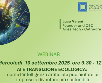 Locandina evento "AI e TRANSIZIONE ECOLOGICA delle imprese"