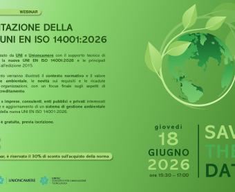 Sfondo verde con a sinistra delle foglie e il mondo, sulla sinistra la descrizione dell'evento, a destra in basso la date dell'evento